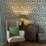 Abstract Blue Wallpaper - Elai  1.4m Wide Width Wallpaper (By The Metre) Denim Voyage Maison