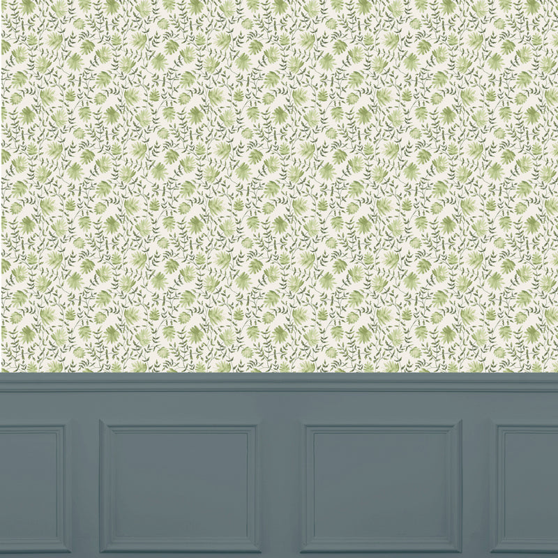 Abstract Green Wallpaper - Elai  1.4m Wide Width Wallpaper (By The Metre) Sage Voyage Maison