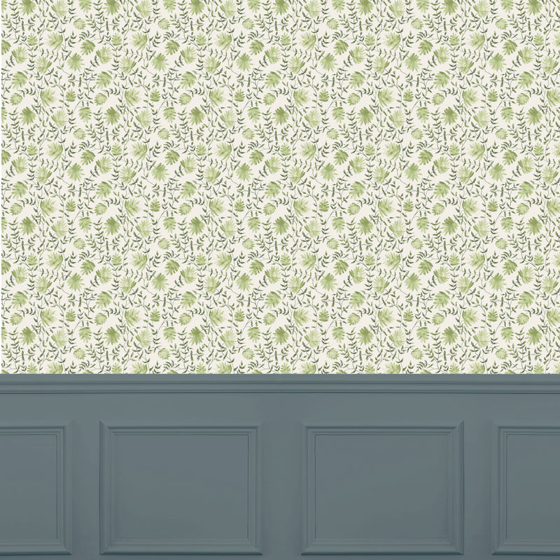 Abstract Green Wallpaper - Elai  1.4m Wide Width Wallpaper (By The Metre) Sage Voyage Maison