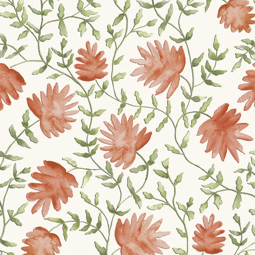 Abstract Orange Wallpaper - Elai  1.4m Wide Width Wallpaper (By The Metre) Terracotta Voyage Maison