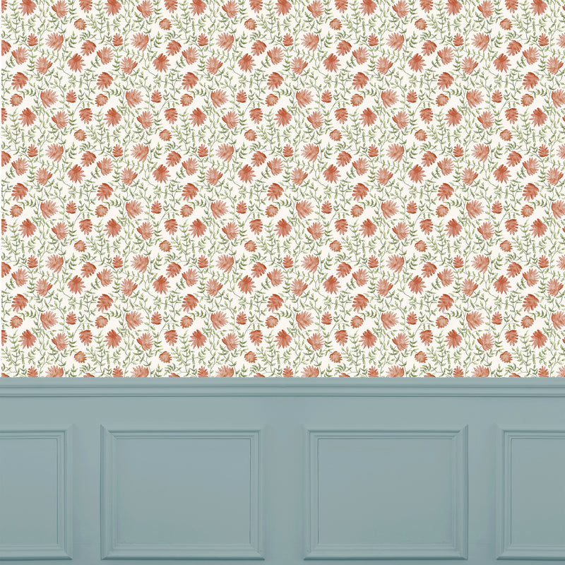 Abstract Orange Wallpaper - Elai  1.4m Wide Width Wallpaper (By The Metre) Terracotta Voyage Maison