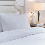Plain White Bedding - Elara Embroidered 100% Cotton Duvet Cover Set White Paoletti