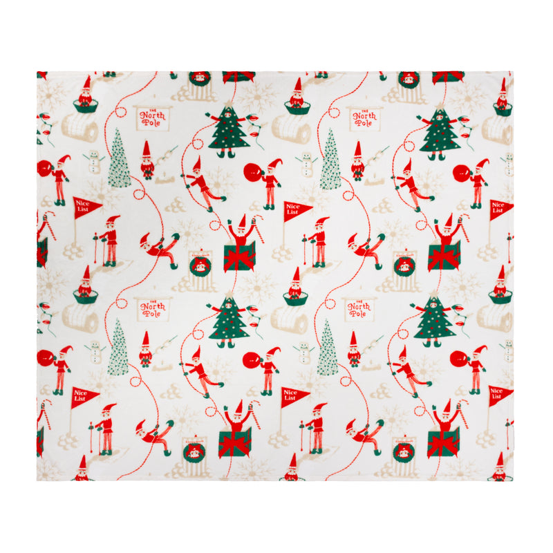  Cream Throws  - Elfie Printed Fleece Throw Cream/Mint Duvet Day