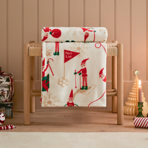  Cream Throws  - Elfie Printed Fleece Throw Cream/Mint Duvet Day