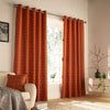 Ellis Windowpane Check Eyelet Curtains Burnt Orange