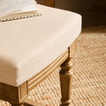 Plain Beige Furniture - Eloise Wooden Footstool Oak Voyage Maison