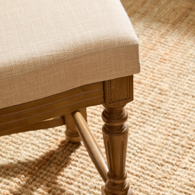 Plain Beige Furniture - Eloise Wooden Footstool Oak Voyage Maison