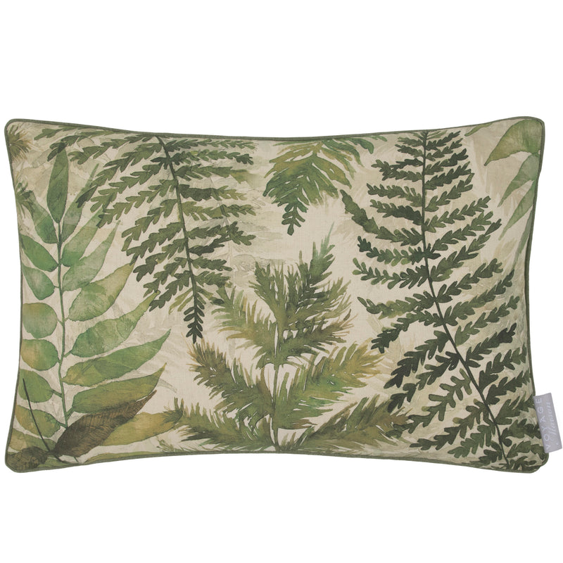 Floral Green Cushions - Elowen Printed Piped Feather Filled Cushion Linen Voyage Maison