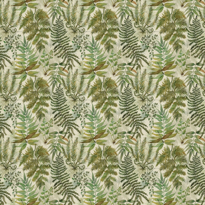 Floral Green Fabric - Elowen Printed Cotton Fabric (By The Metre) Linen Voyage Maison