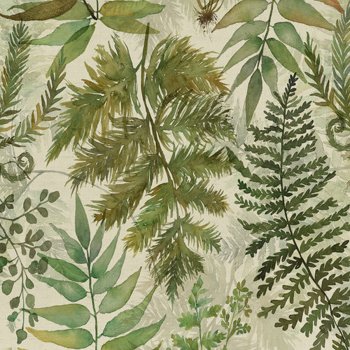 Floral Green Fabric - Elowen Printed Cotton Fabric (By The Metre) Linen Voyage Maison