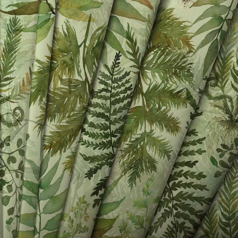 Floral Green Fabric - Elowen Printed Cotton Fabric (By The Metre) Sage Voyage Maison