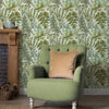 Floral Green Wallpaper - Elowen  1.4m Wide Width Wallpaper (By The Metre) Linen Voyage Maison