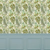 Floral Green Wallpaper - Elowen  1.4m Wide Width Wallpaper (By The Metre) Linen Voyage Maison