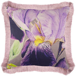 Floral Purple Cushions - Elva Fringed Cushion Cover Damson Marie Burke