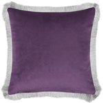 Floral Purple Cushions - Elva Fringed Cushion Cover Damson Marie Burke