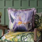 Floral Purple Cushions - Elva Fringed Cushion Cover Damson Marie Burke