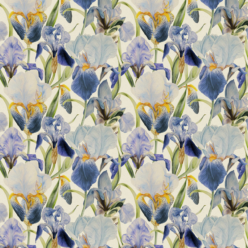 Marie Burke Elva Printed Cotton Fabric in Bluebell Blue