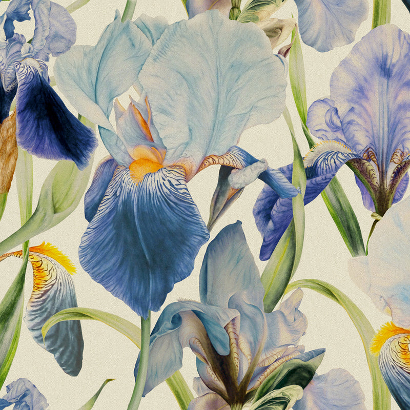 Marie Burke Elva Printed Cotton Fabric in Bluebell Blue