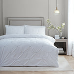 Plain Black Bedding - Elysia Pinch Pleat 100% Cotton Duvet Cover Set Black Paoletti
