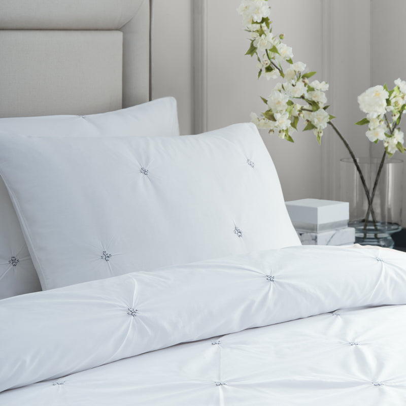 Plain Black Bedding - Elysia Pinch Pleat 100% Cotton Duvet Cover Set Black Paoletti