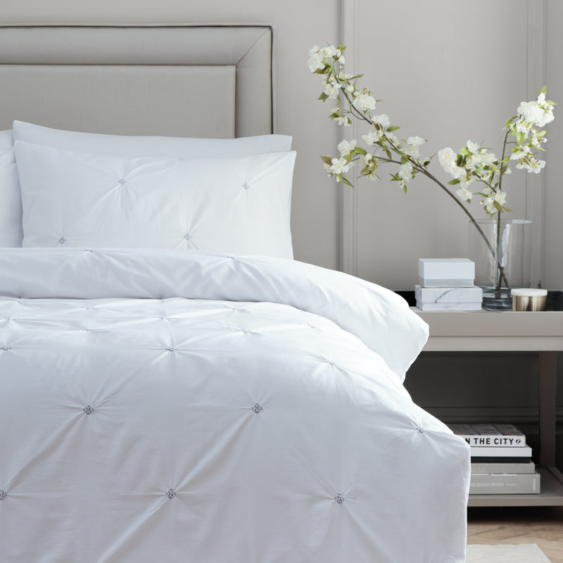 Plain Black Bedding - Elysia Pinch Pleat 100% Cotton Duvet Cover Set Black Paoletti