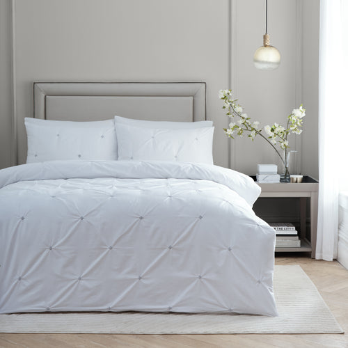Plain Black Bedding - Elysia Pinch Pleat 100% Cotton Duvet Cover Set Black Paoletti