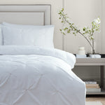 Plain Cream Bedding - Elysia Pinch Pleat 100% Cotton Duvet Cover Set Champagne Paoletti