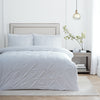 Plain White Bedding - Elysia Pinch Pleat 100% Cotton Duvet Cover Set White Paoletti