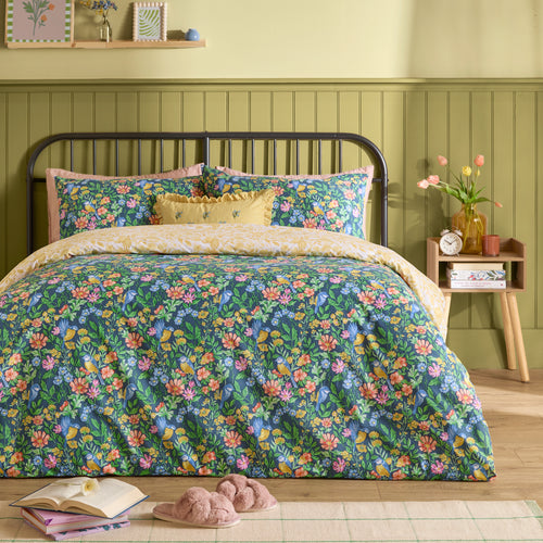 Floral Red Bedding - Emerie Floral Reversible Duvet Cover Set Navy Furn