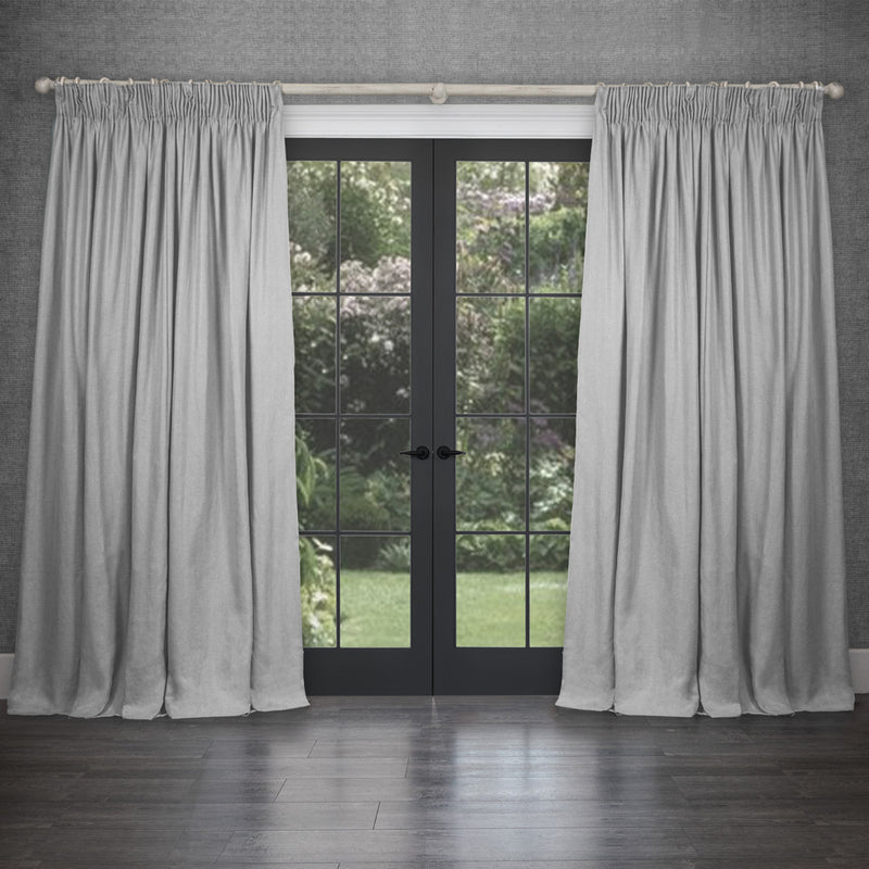 Voyage Maison Emilio Woven Pencil Pleat Curtains in Silver