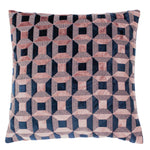 Paoletti Empire Velvet Jacquard Cushion Cover in Blush/Navy