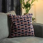 Paoletti Empire Velvet Jacquard Cushion Cover in Blush/Navy