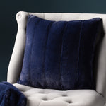 Plain Blue Cushions - Empress Faux Fur Cushion Cover Navy Paoletti