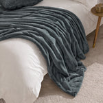 Plain Grey Throws - Empress Faux Fur Throw Charcoal Paoletti