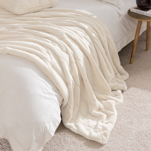 Plain Cream Throws - Empress Faux Fur Throw Cream Paoletti