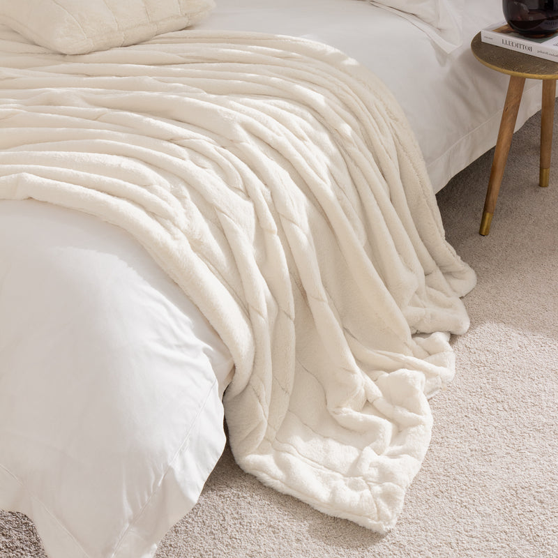 Plain Cream Throws - Empress Faux Fur Throw Cream Paoletti