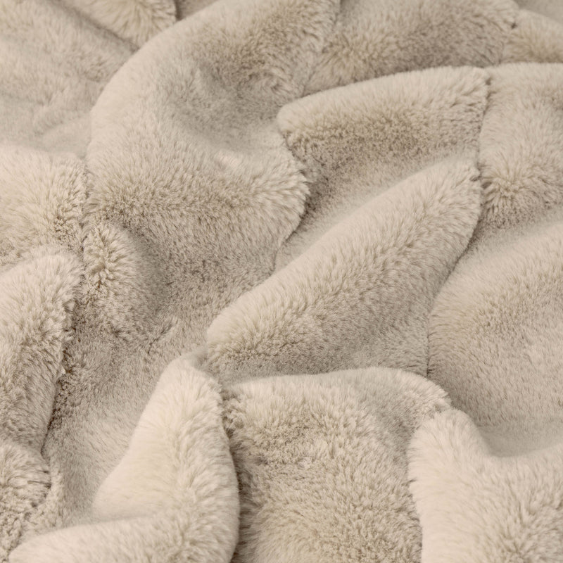 Plain Beige Throws  - Empress Faux Fur Throw Oatmeal Paoletti