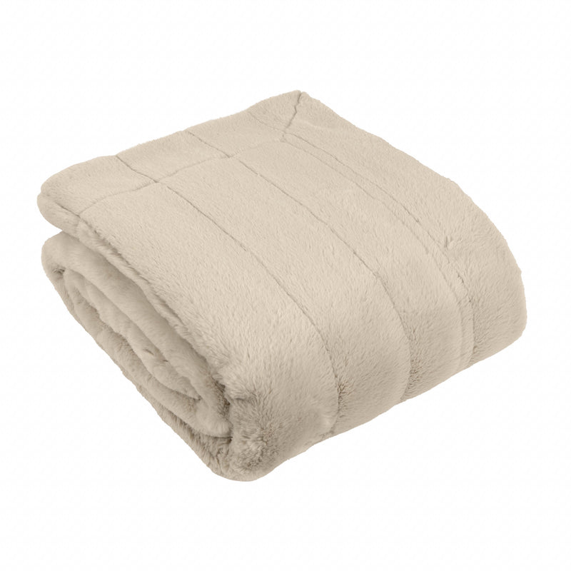 Plain Beige Throws  - Empress Faux Fur Throw Oatmeal Paoletti