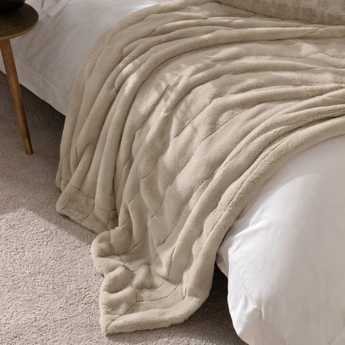 Plain Beige Throws  - Empress Faux Fur Throw Oatmeal Paoletti