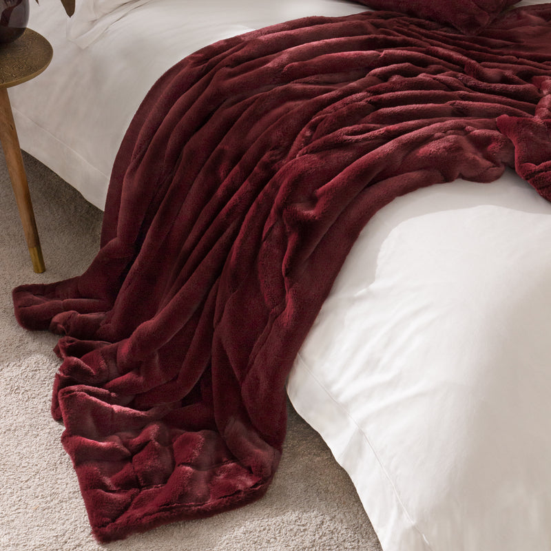 Plain Red Throws - Empress Faux Fur Throw Ruby Paoletti