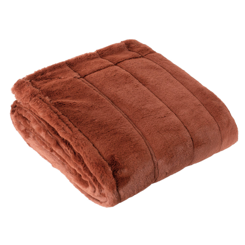 Plain Orange Throws - Empress Faux Fur Throw Rust Paoletti