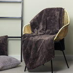 Plain Brown Throws - Empress Faux Fur Throw Taupe Paoletti