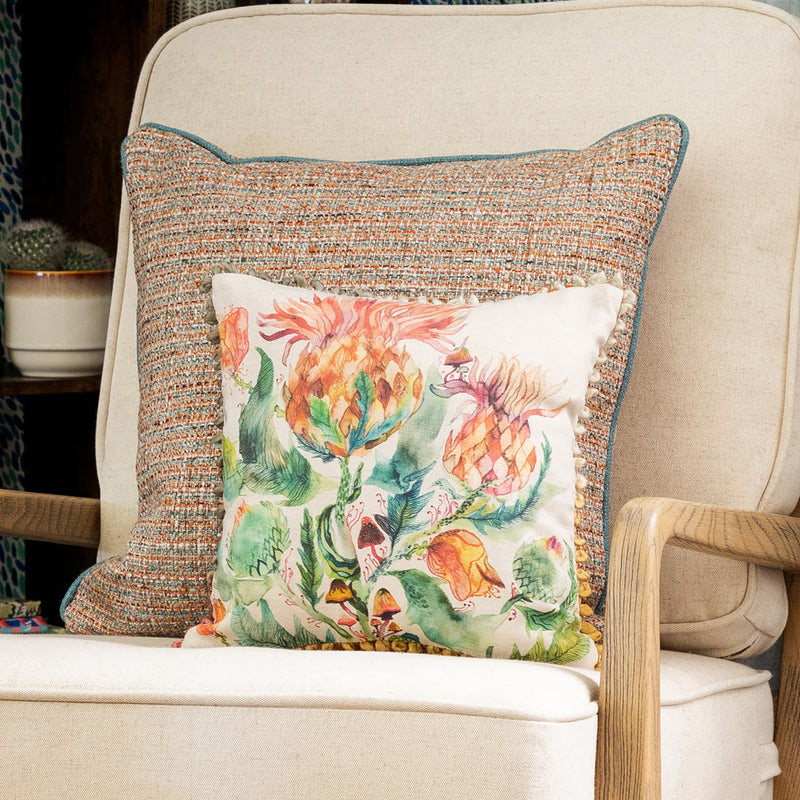 Voyage Maison Enchanting Thistle Small Printed Cushion Cover in Marigold