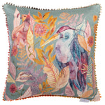 Animal Blue Cushions - Ennerdale Forest Printed Cushion Cover Teal Voyage Maison