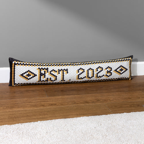 furn. Mosaic Message Established 2023 Draught Excluder in White/Black