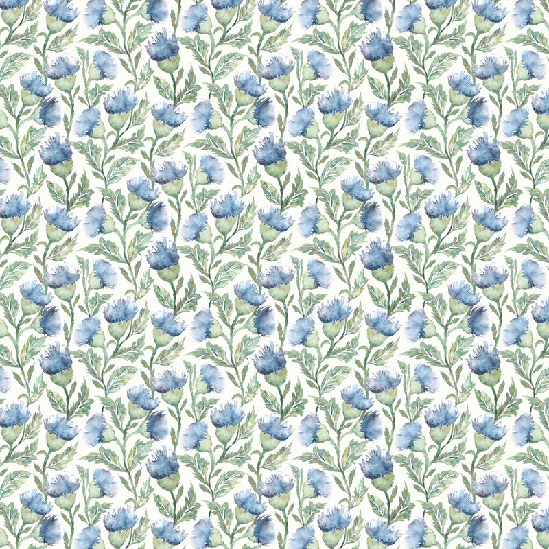 Voyage Maison Ettrick Printed Cotton Fabric in Bluebell Cream