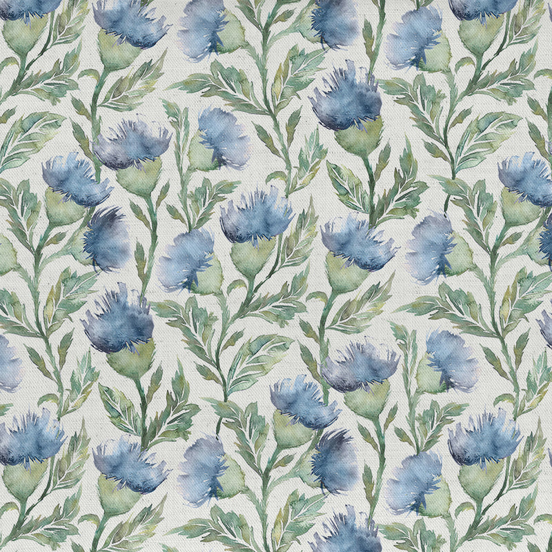 Ettrick Printed Fabric Sample Swatch Bluebell Cream