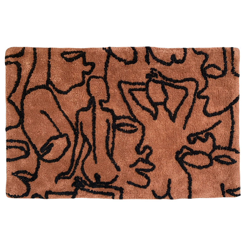 Abstract Red Bathroom - Everybody  Bath Mat Pecan/Black Furn
