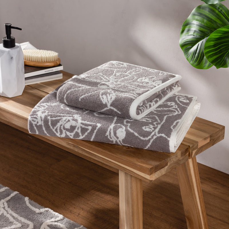 furn. Everybody Abstract Jacquard Towels in Grey