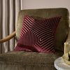 Geometric Red Cushions  - Evoke Cut Velvet Cushion Cover Burgundy Paoletti